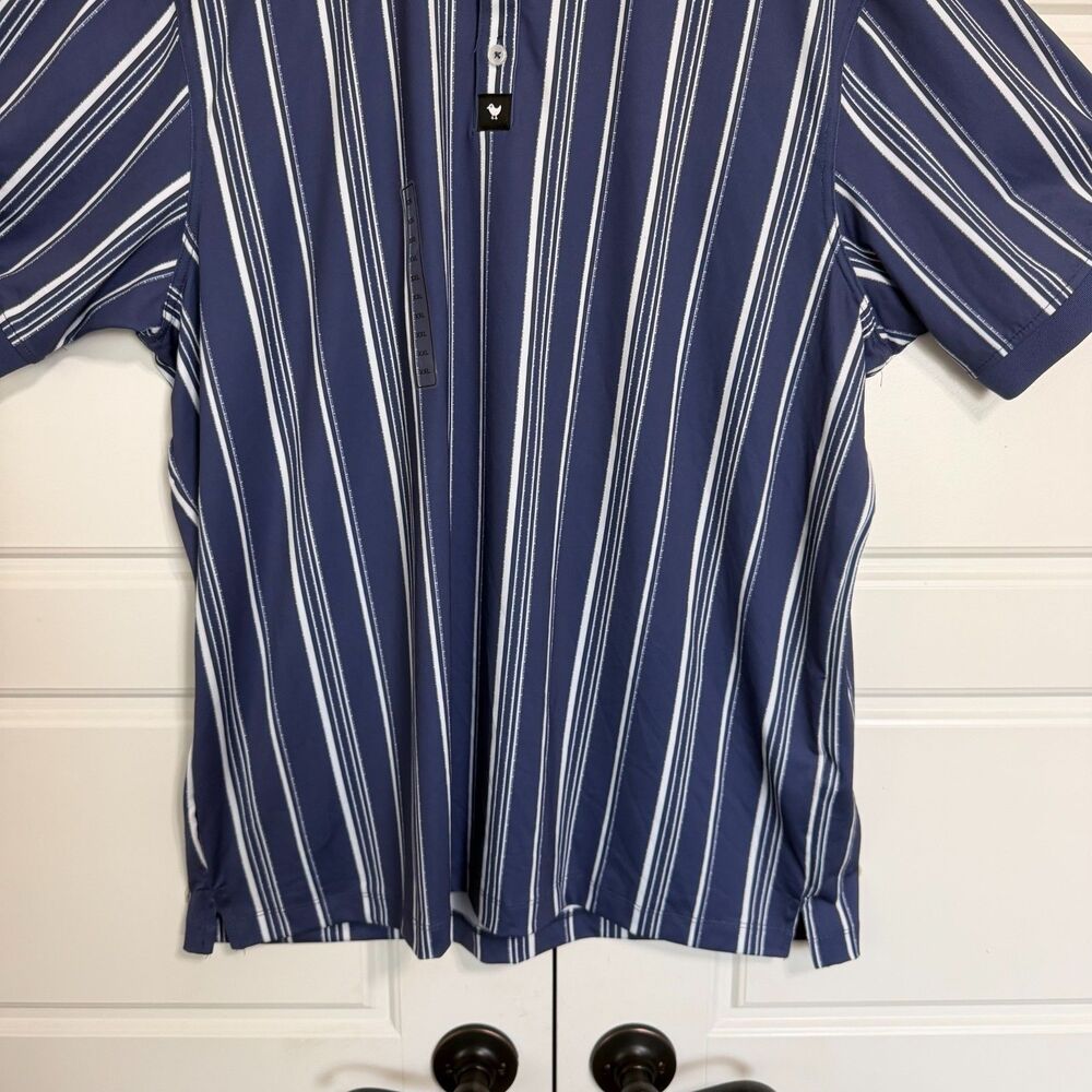 Bad Birdie Mens 2XL Blue Striped Winning Streak Short Sleeve Golf Polo Shirt NWT - Picture 5 of 9